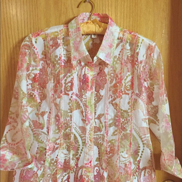 Coldwater Creek Pastel Blouse EUC  - Picture 1 of 5